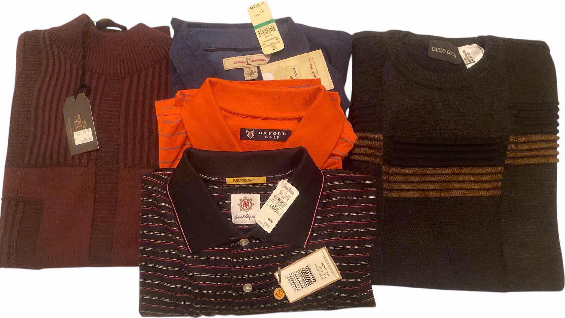 Photo 1 of 3 - DESIGNER SWEATERS & 2 - GOLF SHIRTS MENS SIZE LARGE ( 4 are new)