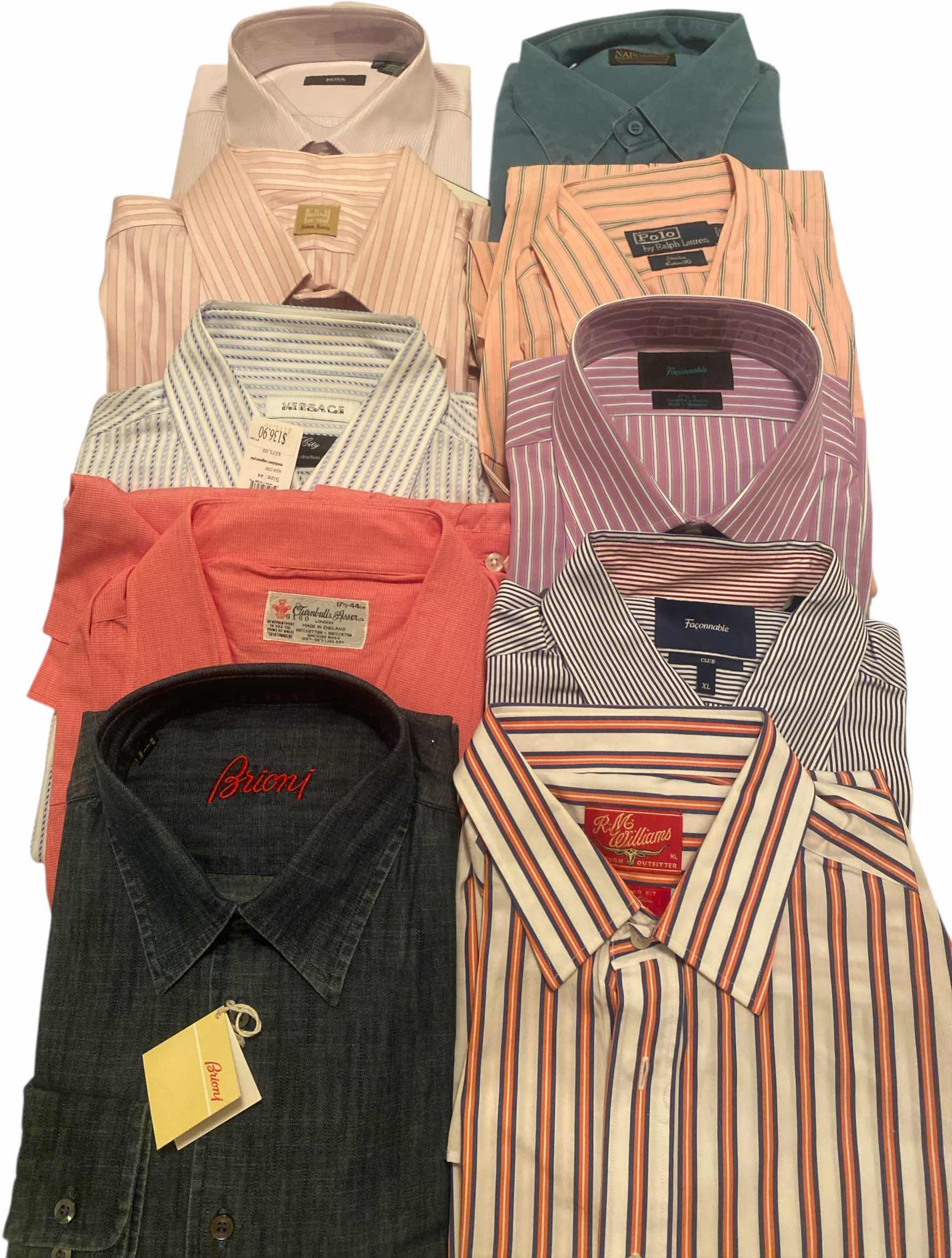 Photo 1 of 10-  DESIGNER LONG SLEEVE DRESS SHIRTS SIZE  17 & X LARGE (SOME WITH TAGS)