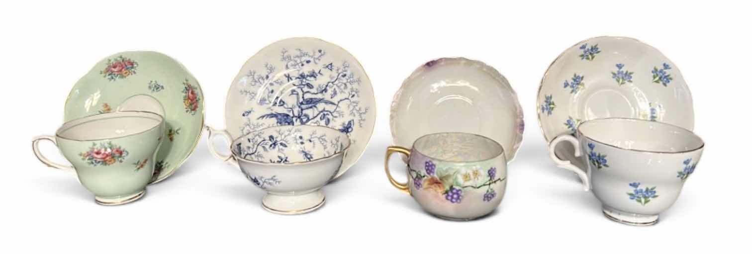 Photo 1 of 4 VINTAGE PORCELAIN CUP AND SAUCER SETS