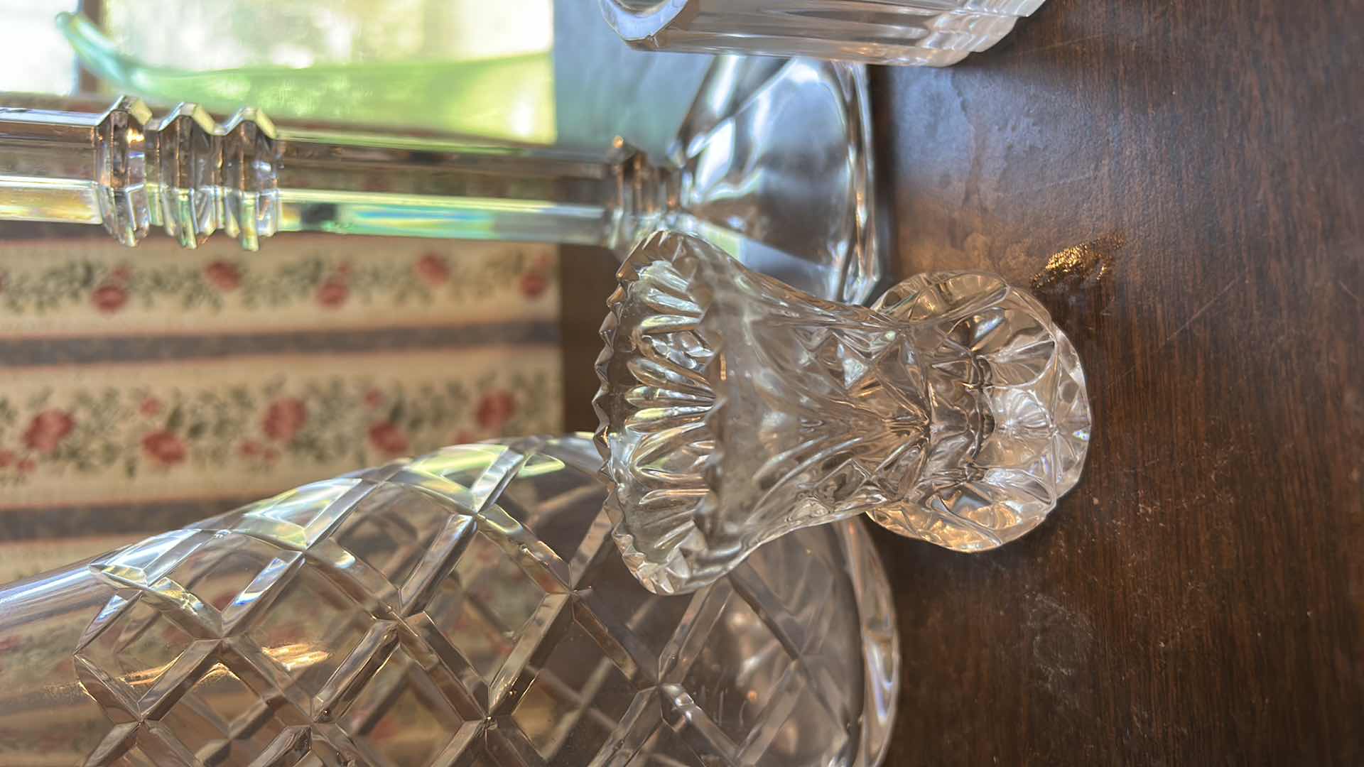 Photo 1 of 4 PC  VINTAGE CRYSTAL ITEMS  – BERKELEY HOUSE LEAD CRYSTAL DECANTER, CANDLEHOLDER, VASE  & BOWL (TALLEST H15.5”)