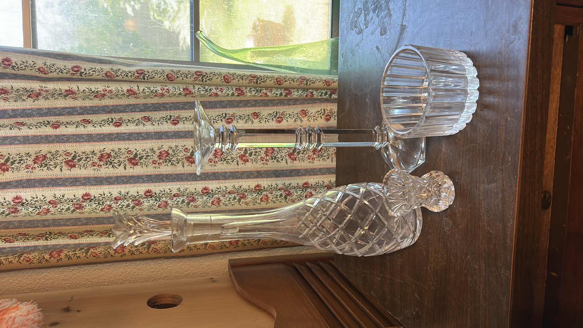 Photo 1 of 4 PC  VINTAGE CRYSTAL ITEMS  – BERKELEY HOUSE LEAD CRYSTAL DECANTER, CANDLEHOLDER, VASE  & BOWL (TALLEST H15.5”)