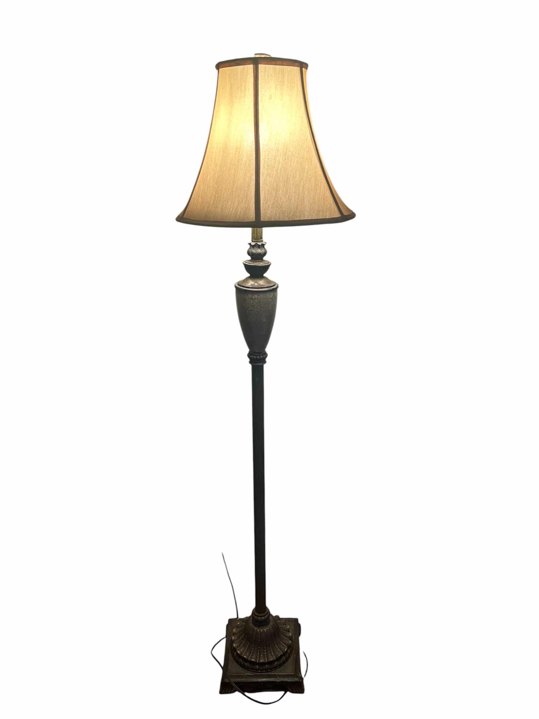 Photo 1 of DECOR THERAPY MAR TRADITIONAL RESIN FLOOR LAMP W FAUX SILK SHADE H 63"