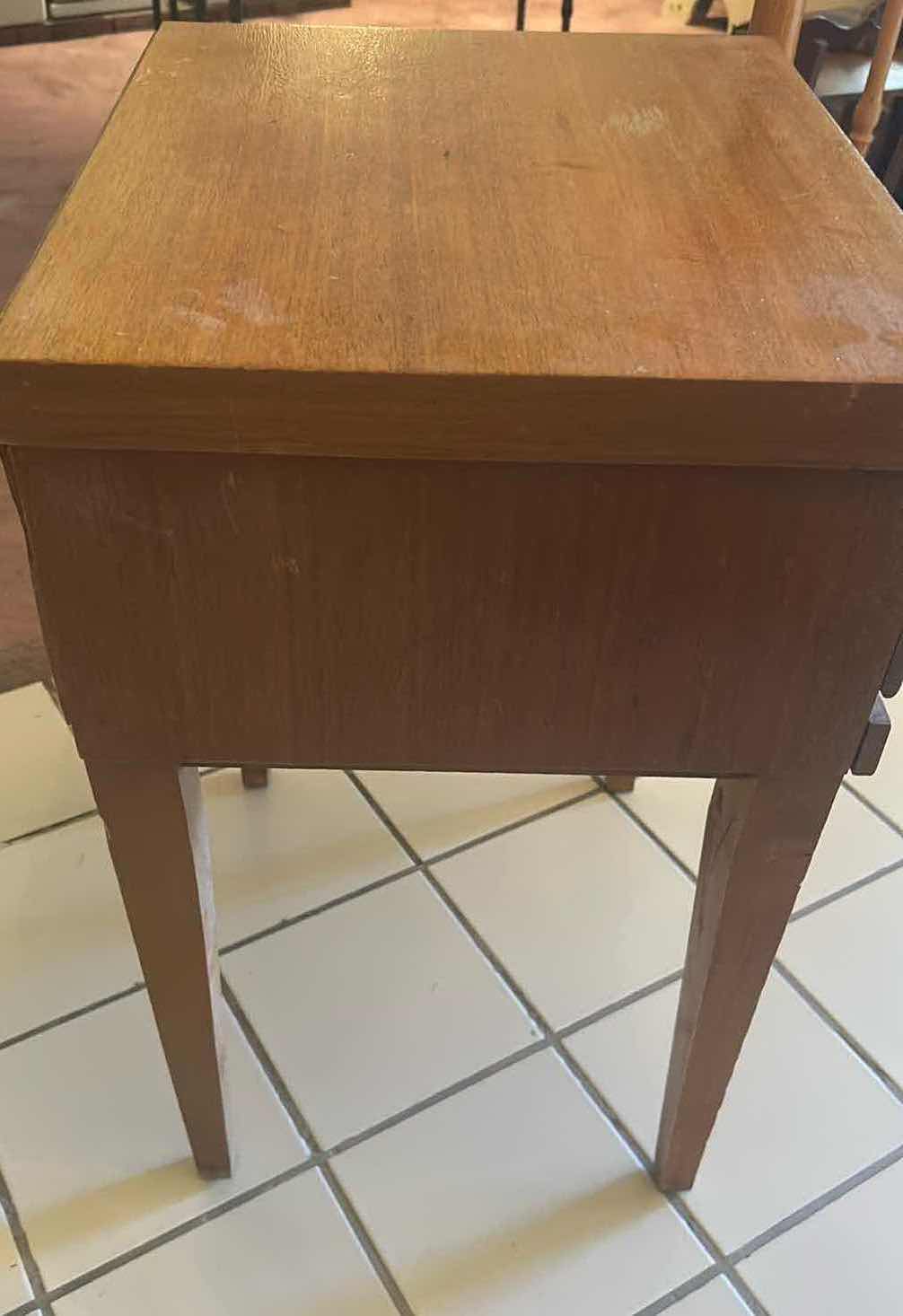 Photo 1 of MID CENTURY MODERN NIGHTSTAND FROM 1960 W SINGLE DRAWER TAPERED LEGS
18" X 15" H 25"