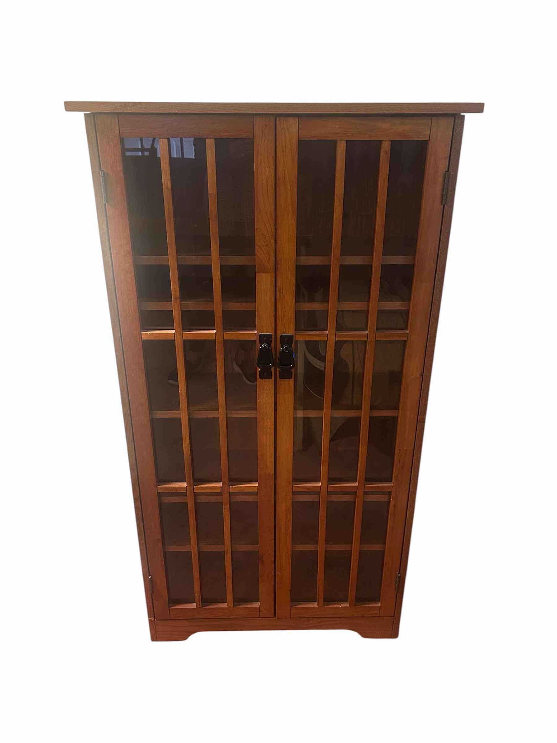 Photo 1 of SOUTHERN ENTERPRISES MISSION STYLE  MEDIA STORAGE  CABINET W GLASS WINDOWPANE DOORS 24" X 9" H 48"