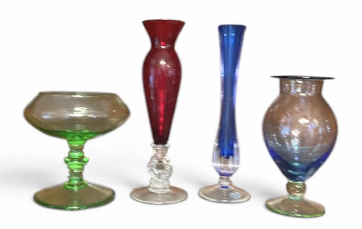 Photo 1 of VINTAGE ITALIAN ART GLASS VASES, (TALLEST H10.5”)