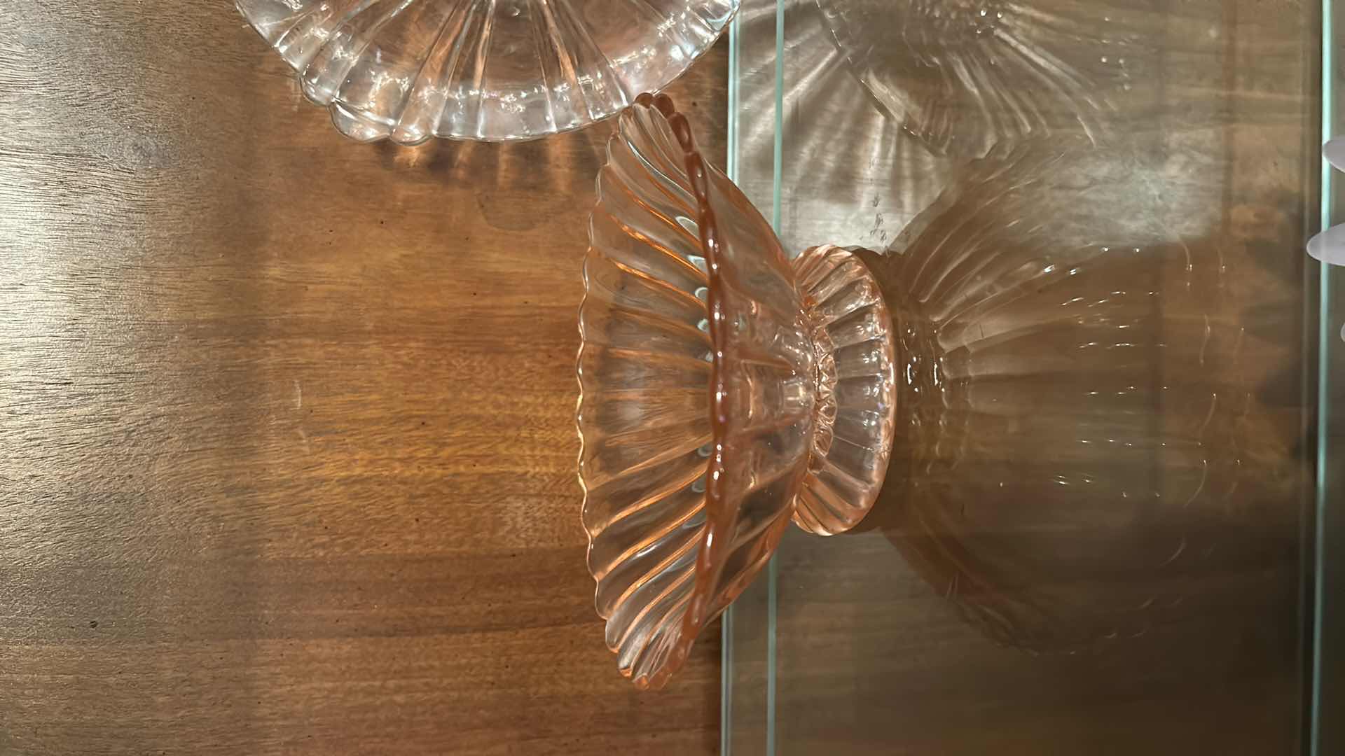 Photo 1 of VINTAGE PINK AND CLEAR DEPRESSION GLASS ITEMS.