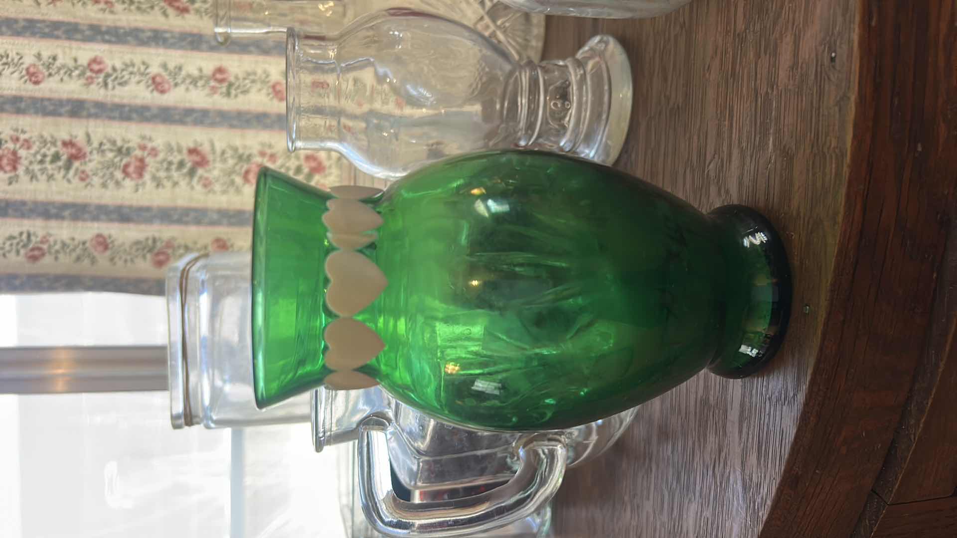 Photo 1 of 12- COLORED & CLEAR GLASS VASES VARIOUS SIZES
