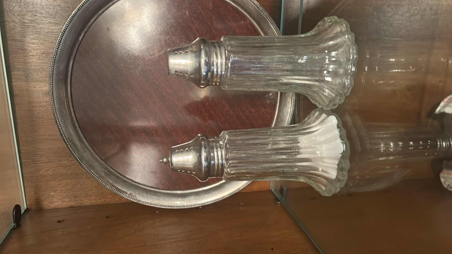 Photo 1 of 6 SILVER PLATED PCS - CANDELABRA, SALT AND PEPPER, PITCHERS AND CUP