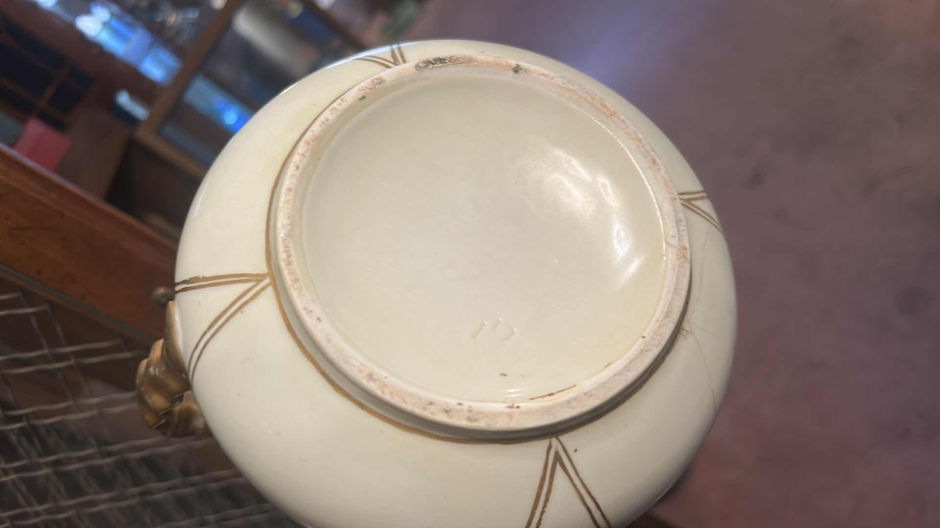 Photo 1 of ANTIQUE PORCELAIN WATER PITCHER OR CIDER JUG, LIKELY PRODUCED IN GERMANY OR FRANCE BETWEEN THE LATE 19TH AND EARLY 20TH CENTURY, FEATURING HAND-PAINTED RED CHERRY DESIGNS AND