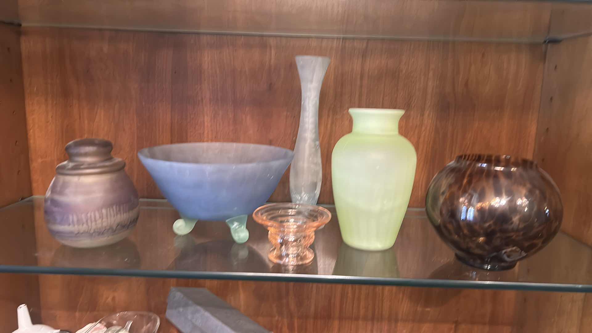 Photo 1 of 6 PC COLORED GLASS VASES & BOWLS