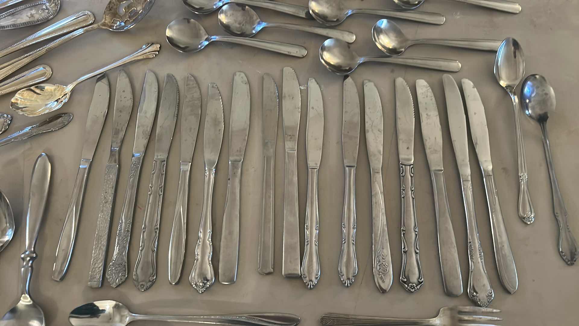 Photo 1 of 44 STAINLESS STEEL AND SILVER PLATED SILVERWARE
