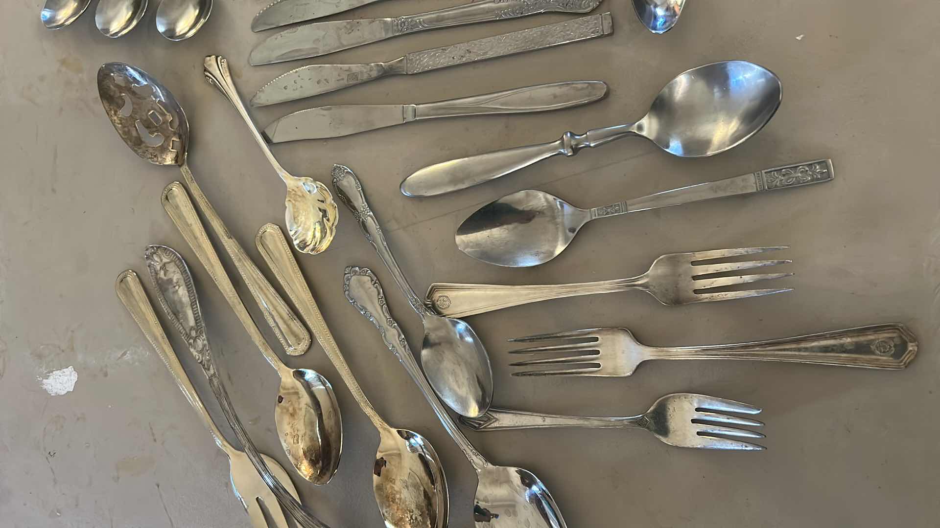 Photo 1 of 44 STAINLESS STEEL AND SILVER PLATED SILVERWARE