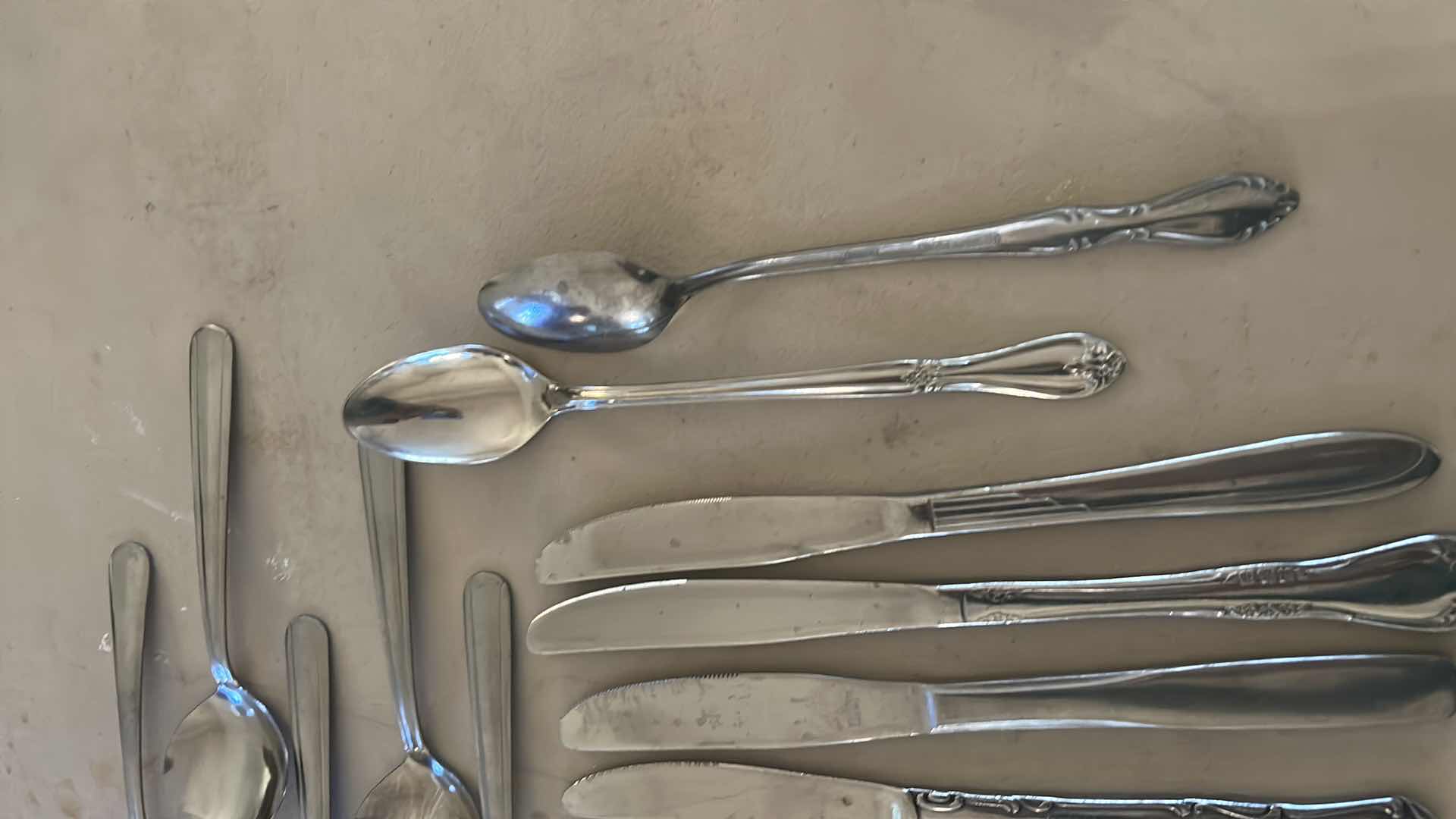 Photo 1 of 44 STAINLESS STEEL AND SILVER PLATED SILVERWARE