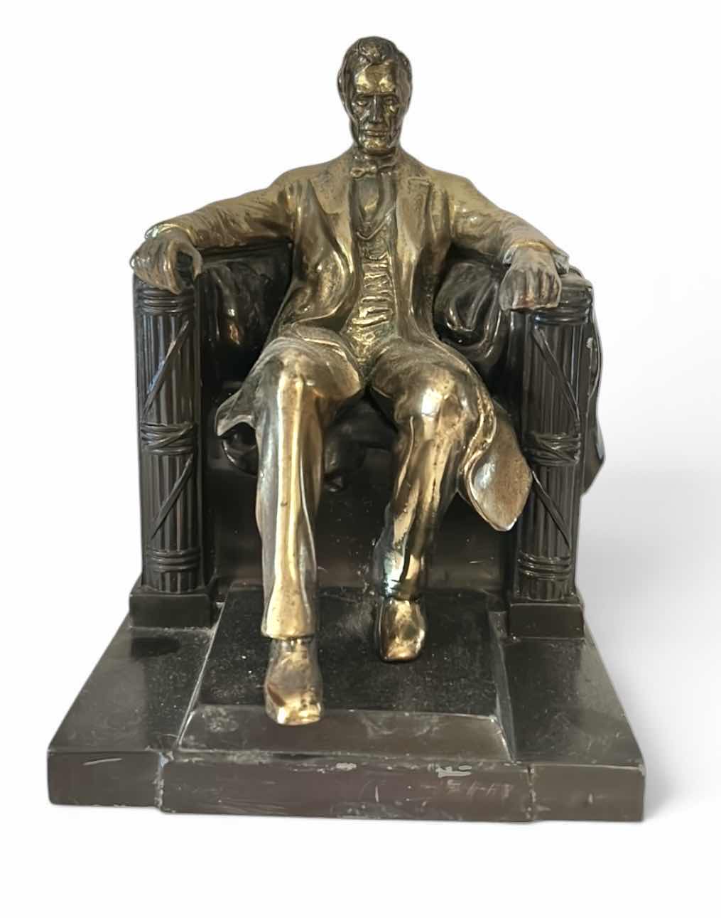 Photo 1 of BRONZE "ABRAHAM LINCOLN" MEMORIAL STATUE FIGURINE H6.5”