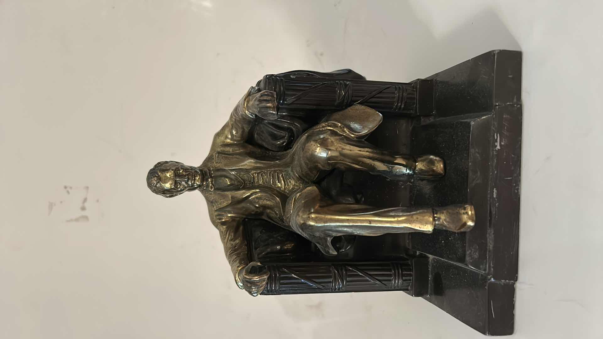 Photo 1 of BRONZE "ABRAHAM LINCOLN" MEMORIAL STATUE FIGURINE H6.5”
