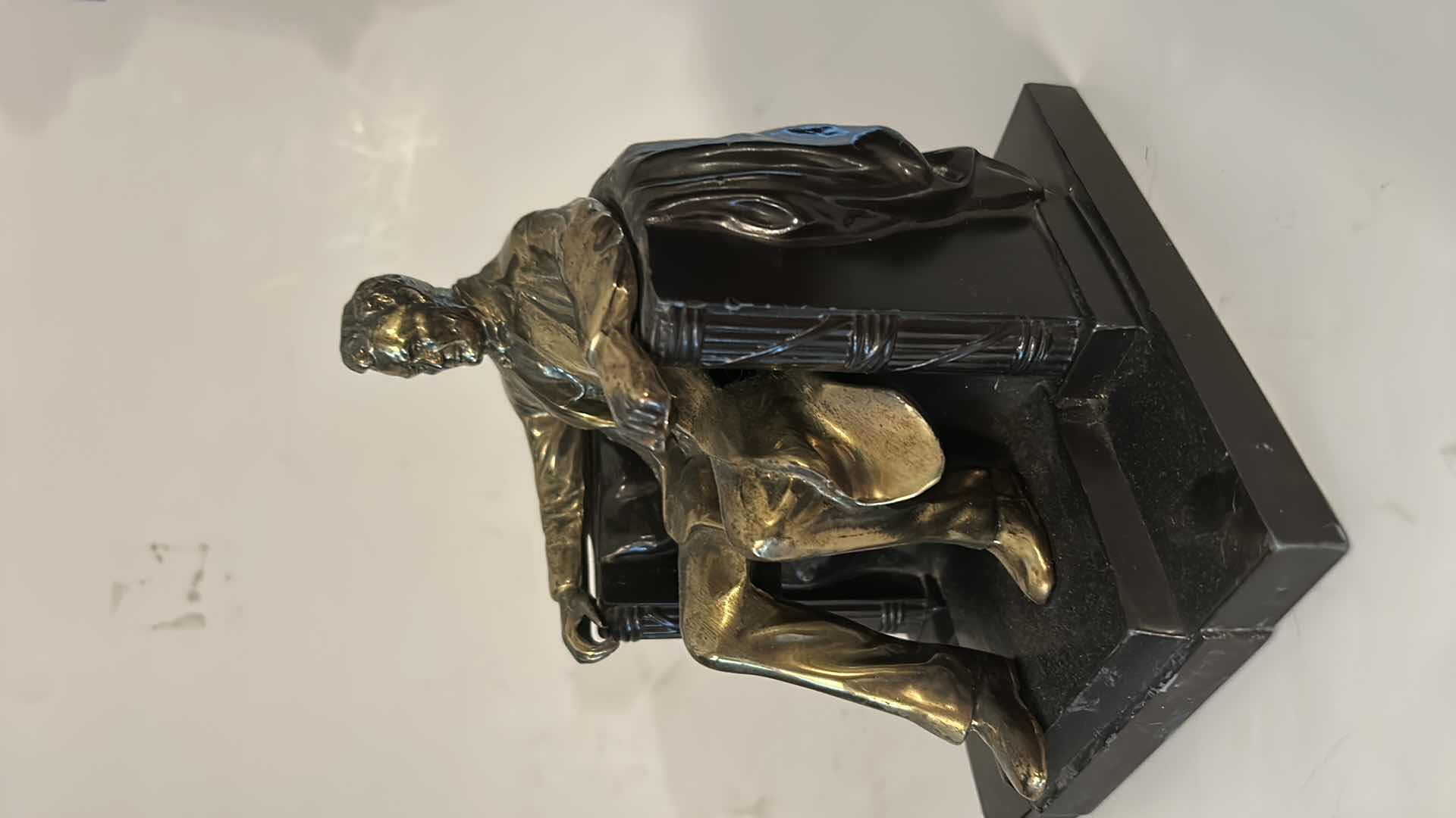 Photo 1 of BRONZE "ABRAHAM LINCOLN" MEMORIAL STATUE FIGURINE H6.5”