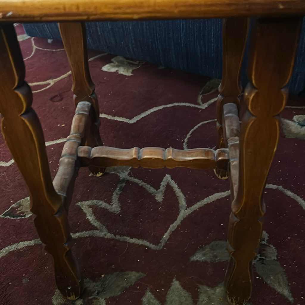 Photo 1 of VINTAGE 1940 CALIFORNIA CATALINA STYLE SIDE TABLE W RUSTIC WALNUT FRAME 12" X 12" H 16"