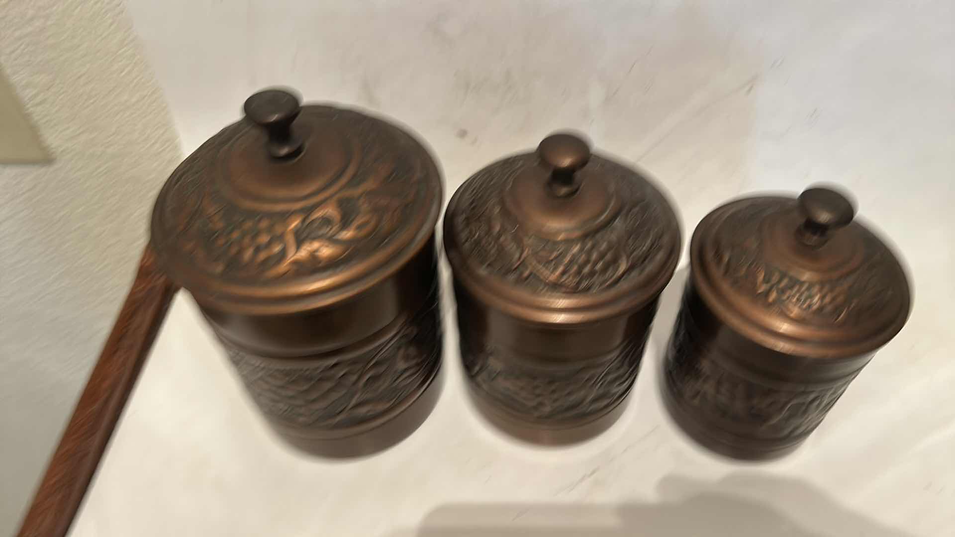 Photo 1 of 3 PC BRASS TONE CANISTER SET