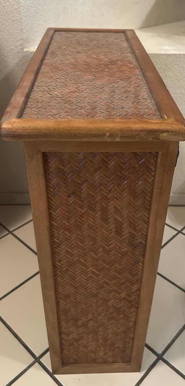 Photo 1 of VINTAGE WOOD BOOKCASE FEATURING WOVEN TOP TEXTURE & CARVED DETAIL 24" X 9" H 24"