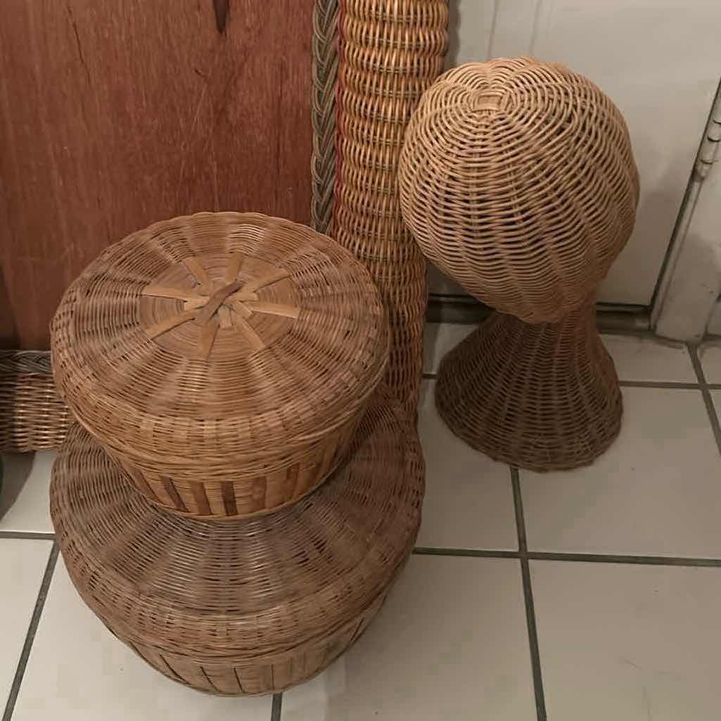 Photo 1 of VINTAGE 1970s BOHO CHIC WICKER & RATTAN HOME DECORs