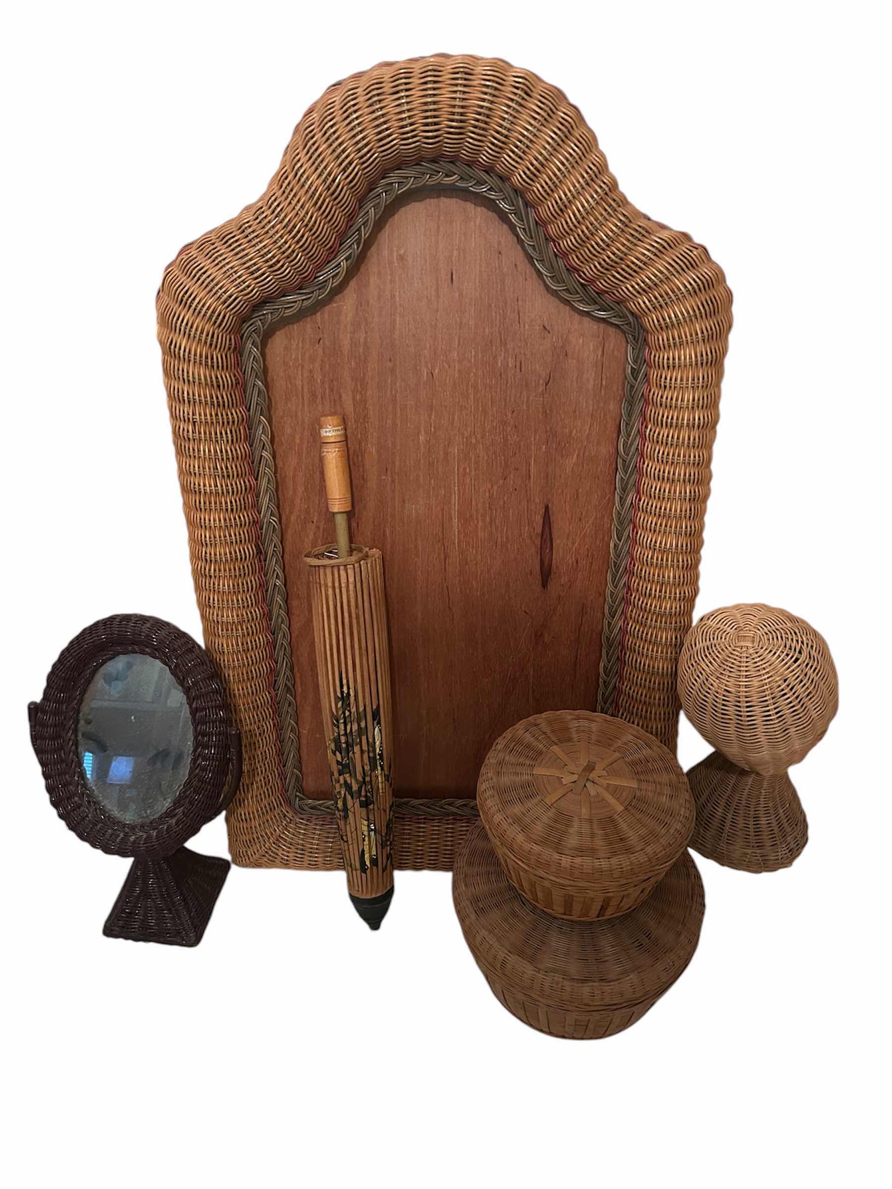 Photo 1 of VINTAGE 1970s BOHO CHIC WICKER & RATTAN HOME DECORs