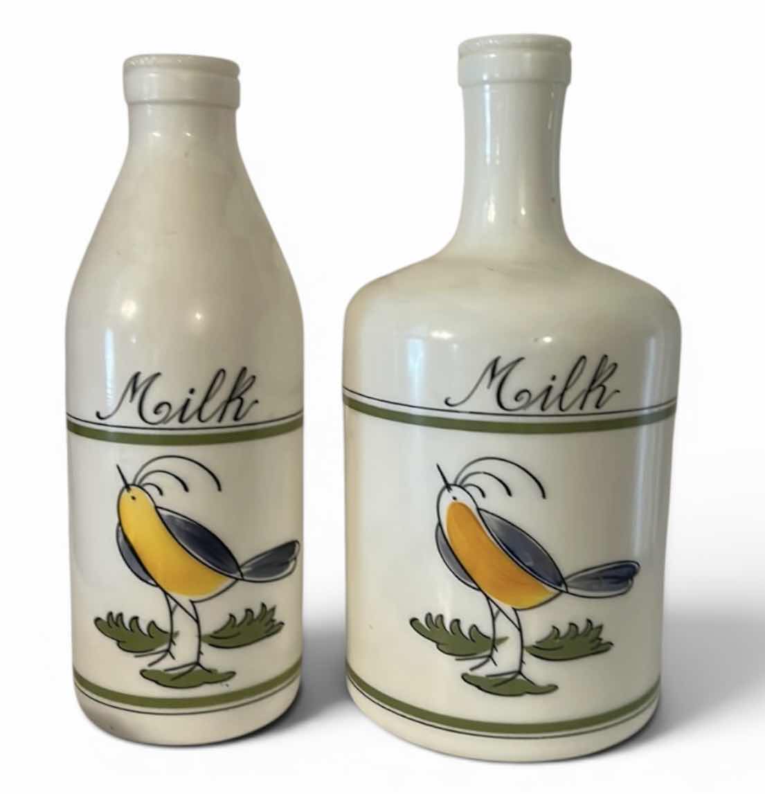Photo 1 of 2- VINTAGE MILK GLASS BOTTLES DESIGNED BY EGIZIA, H10”