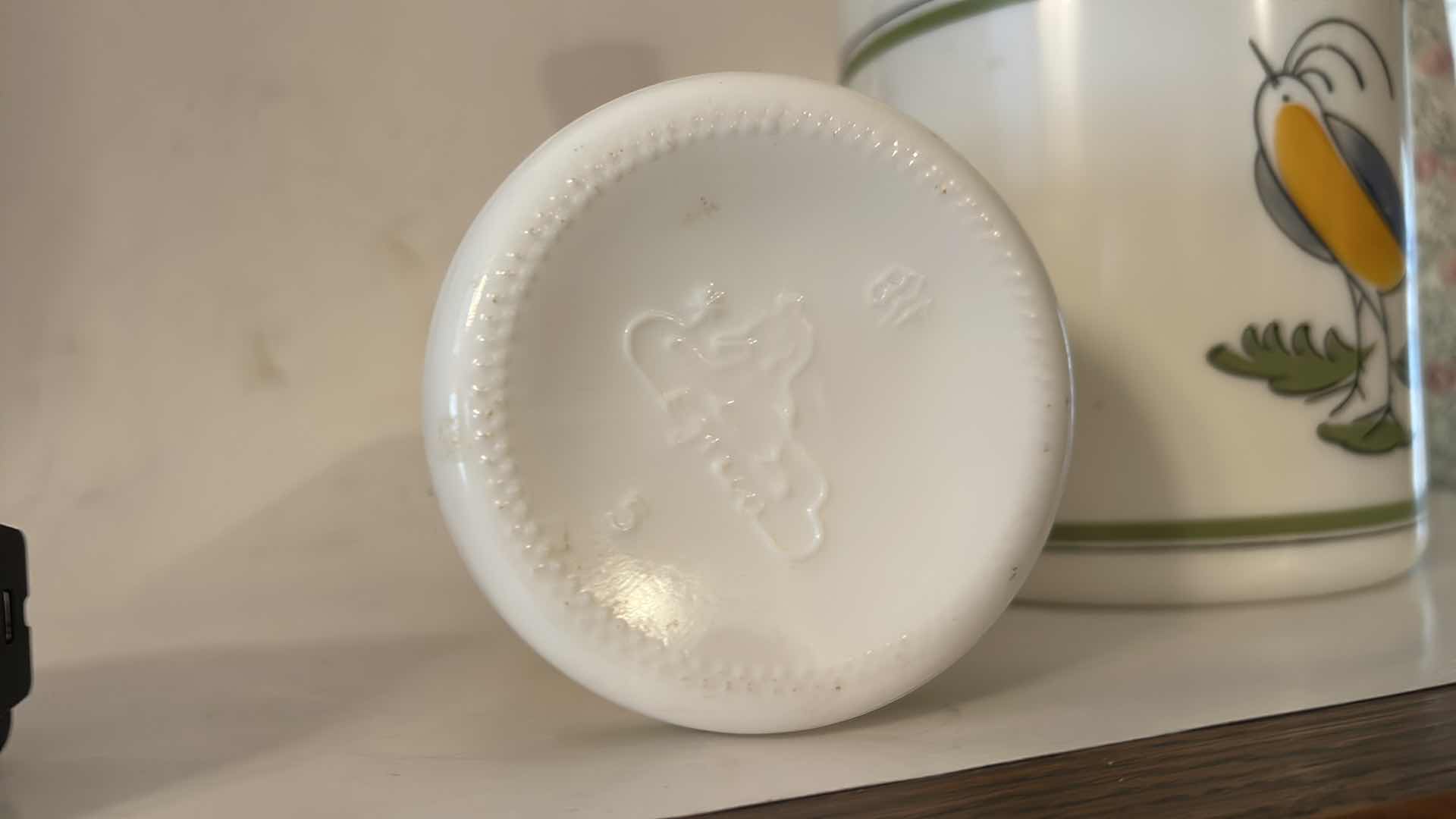 Photo 1 of 2- VINTAGE MILK GLASS BOTTLES DESIGNED BY EGIZIA, H10”