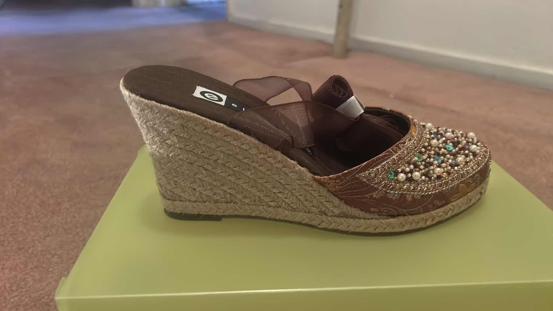 Photo 1 of BEJEWELED WEDGE SHOES - WOMENS SIZE 9