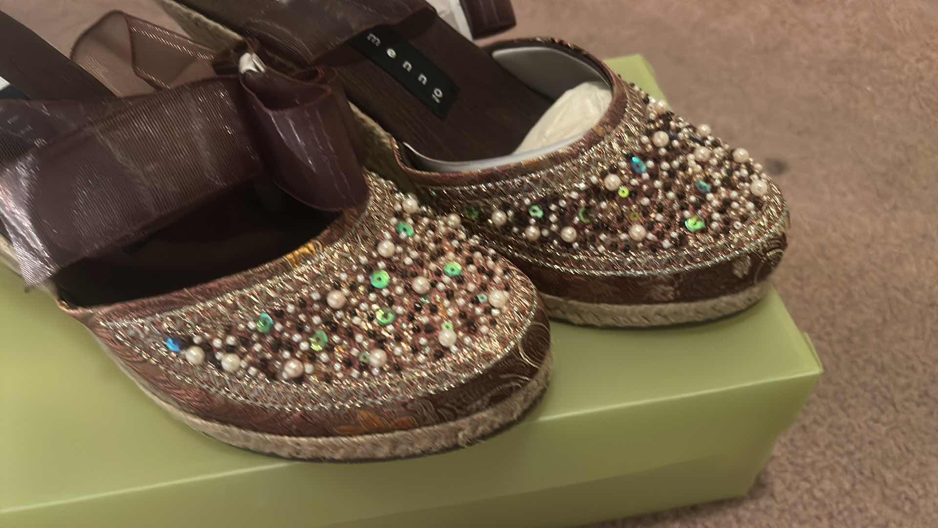Photo 1 of BEJEWELED WEDGE SHOES - WOMENS SIZE 9