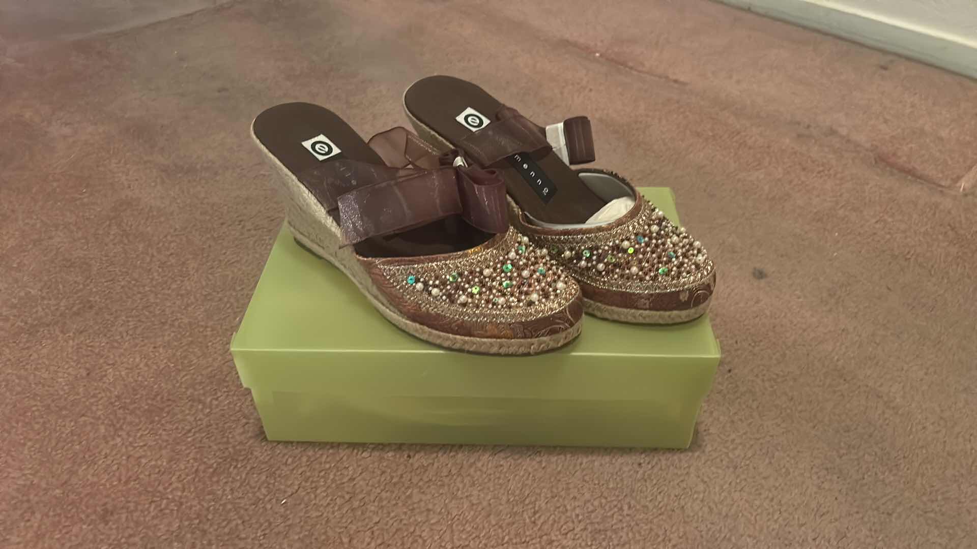 Photo 1 of BEJEWELED WEDGE SHOES - WOMENS SIZE 9