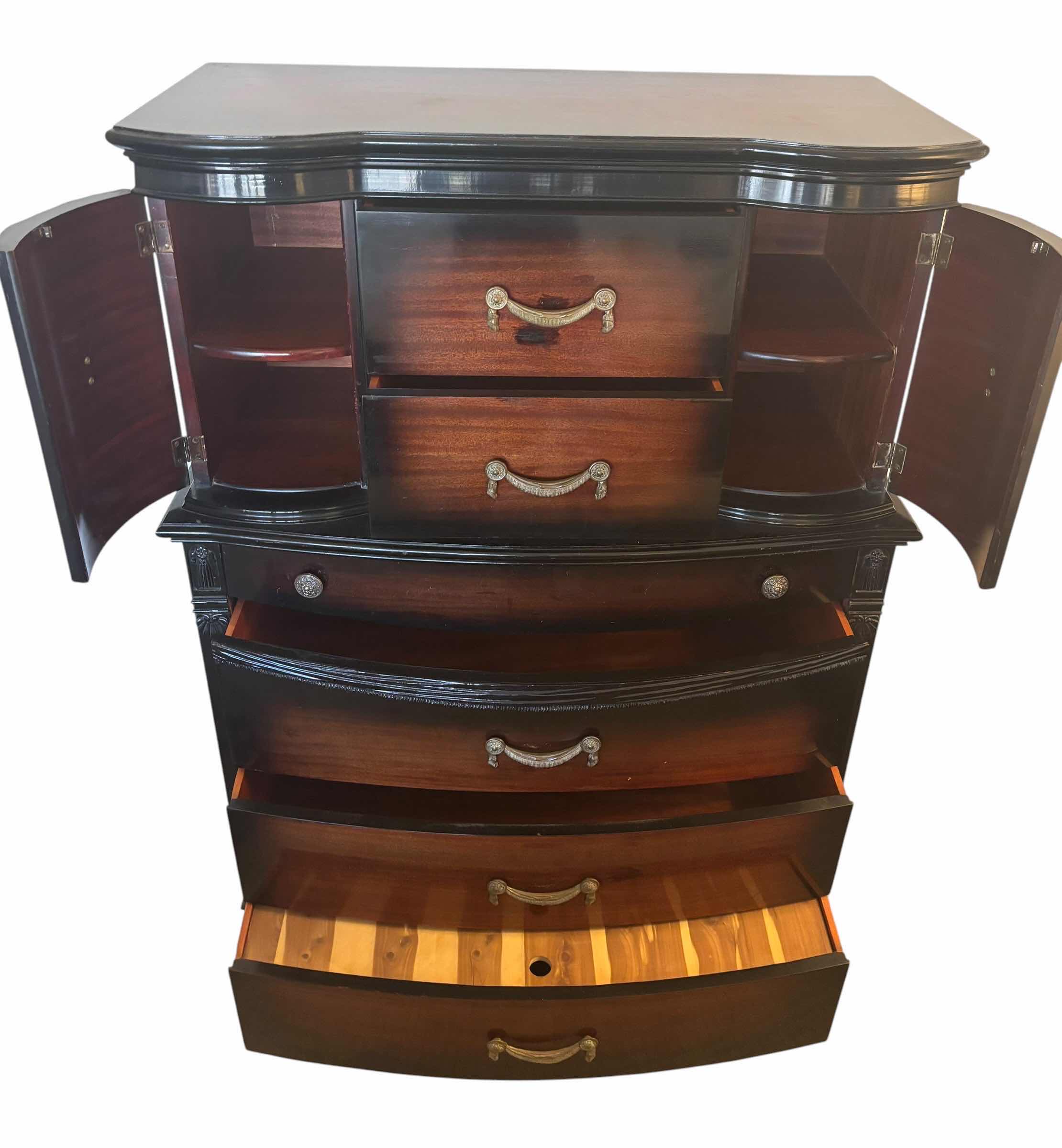 Photo 1 of VINTAGE MAHOGANY CHEST ON CHEST DRESSER W TONGUE & GROOVE DRAWERS 38" X 17" H 54"