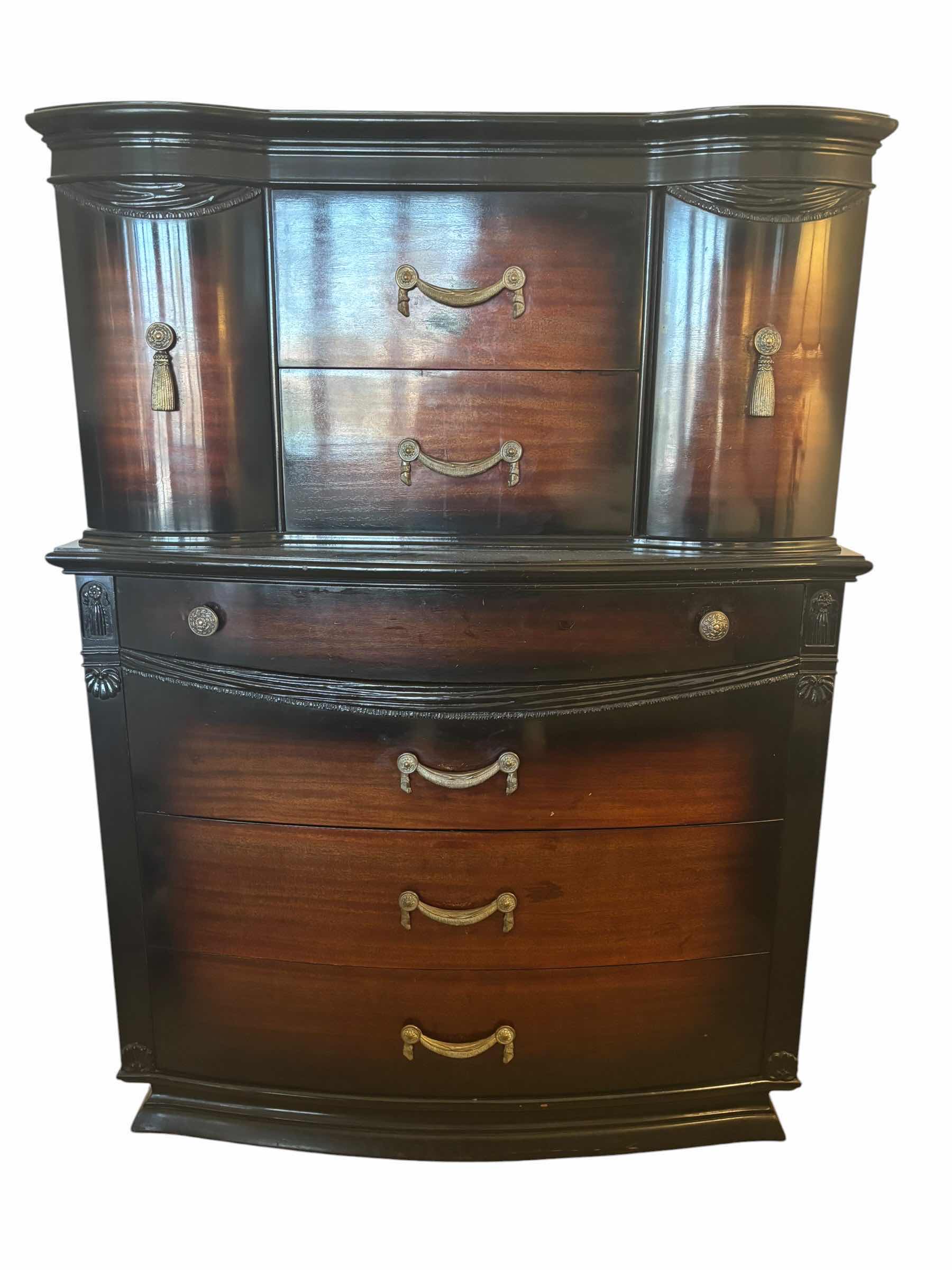 Photo 1 of VINTAGE MAHOGANY CHEST ON CHEST DRESSER W TONGUE & GROOVE DRAWERS 38" X 17" H 54"