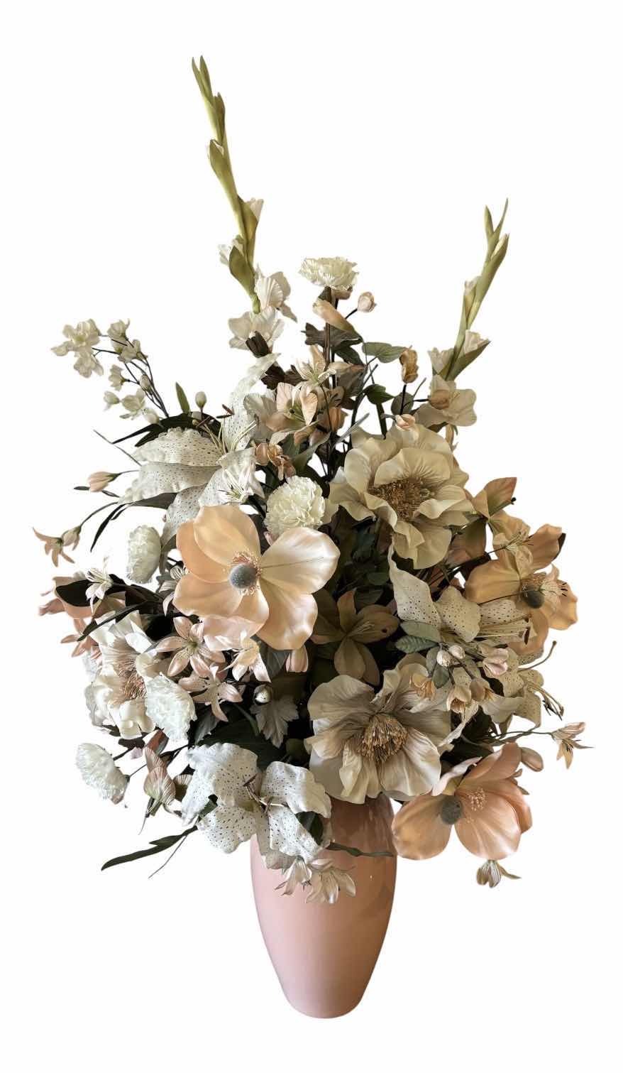 Photo 1 of DECORATIVE ARTIFICIAL FLOWERS IN LIGHT PINK VASE H43”