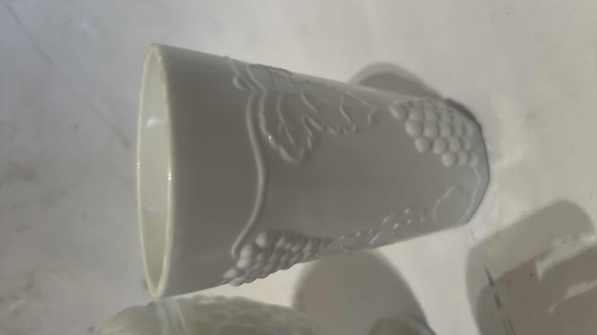 Photo 1 of 3 VINTAGE  MILK GLASS PIECES  (TALLEST H6.25”)