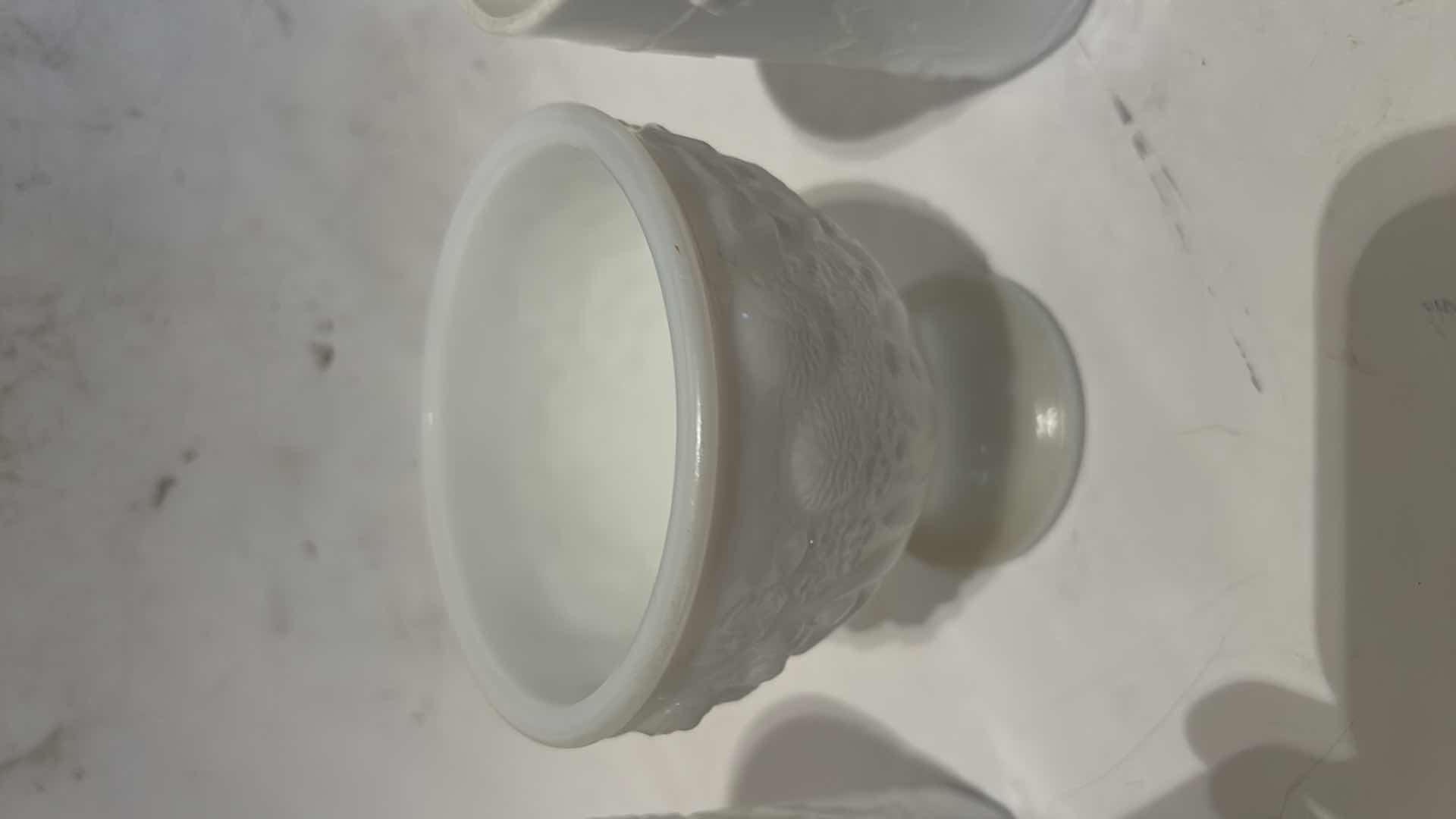 Photo 1 of 3 VINTAGE  MILK GLASS PIECES  (TALLEST H6.25”)