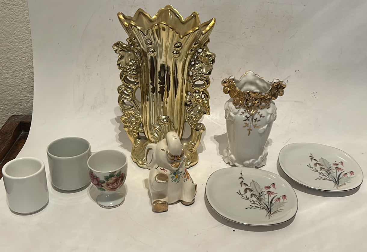 Photo 1 of 2 ROYAL DUCHESS FINE CHINA BAVARIA PLATES 4.5” PLATES, 2 VASES, H4” ELEPHANT FIGURINE, & MINI CUPS