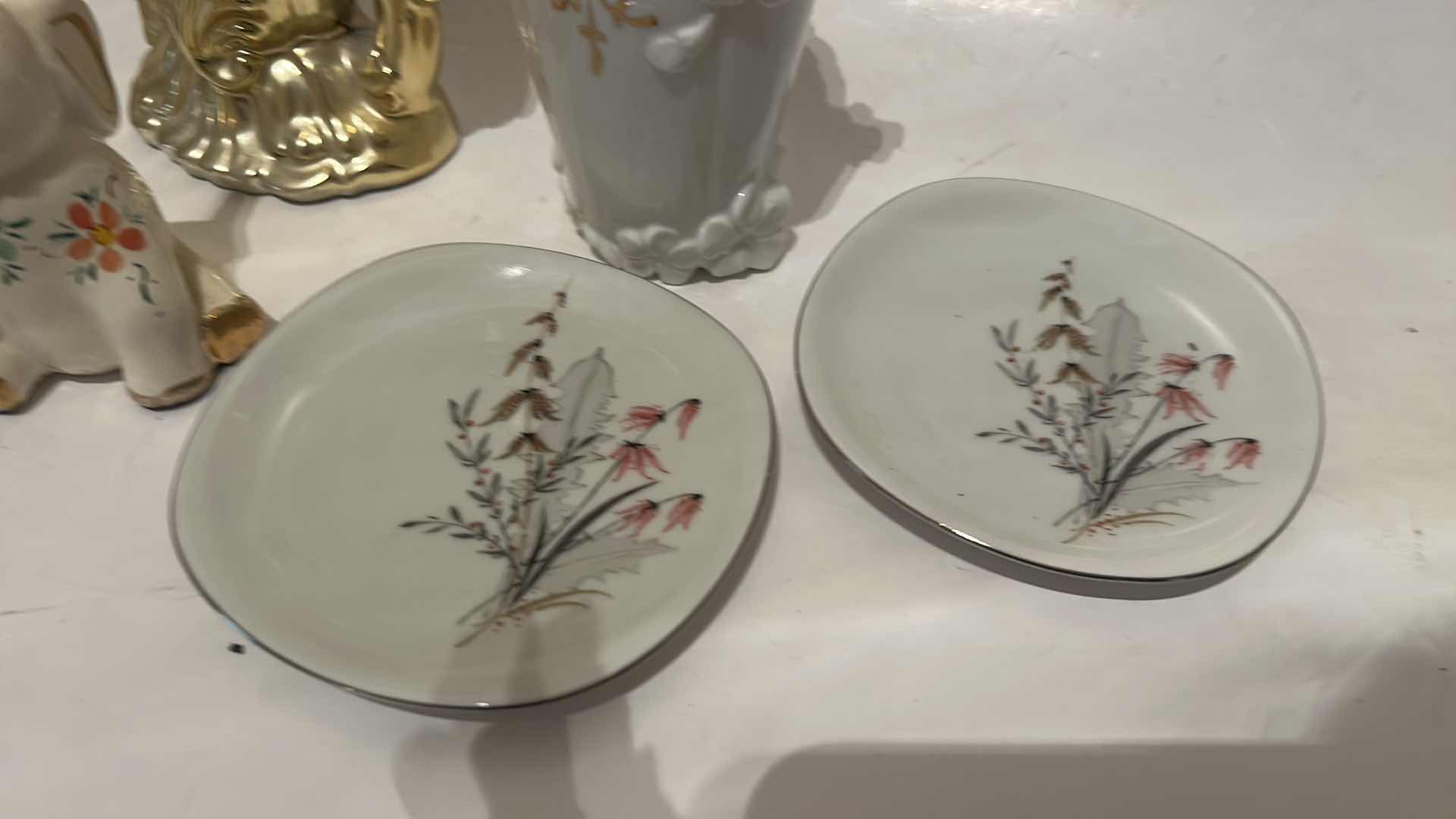 Photo 1 of 2 ROYAL DUCHESS FINE CHINA BAVARIA PLATES 4.5” PLATES, 2 VASES, H4” ELEPHANT FIGURINE, & MINI CUPS
