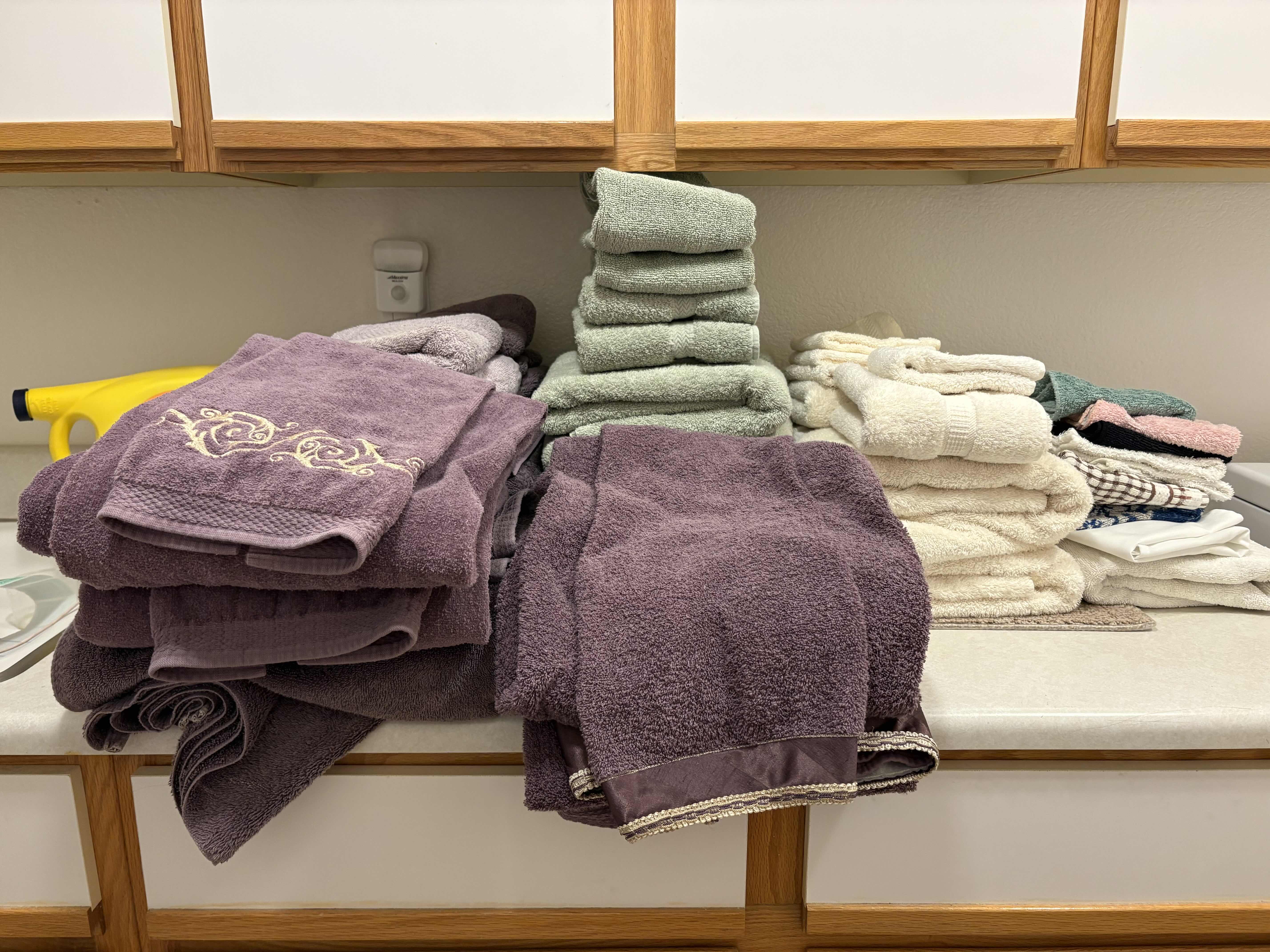 Photo 1 of DECORATIVE AND REGULAR BATH TOWELS-PURPLE W/GOLD, CREAM, AND SAGE