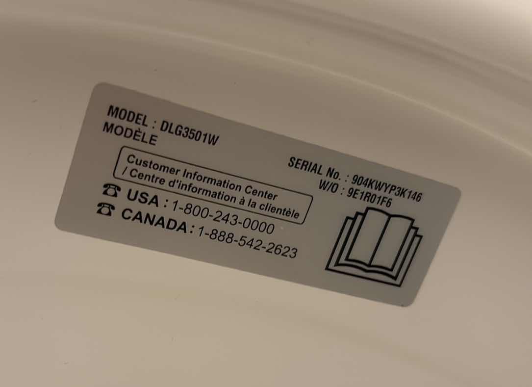 Photo 1 of LG SMART TECHNOLOGY FRONT LOAD GAS DRYER MODEL DLG3501W 7.4 CU FT. 26.5”X27”H39”