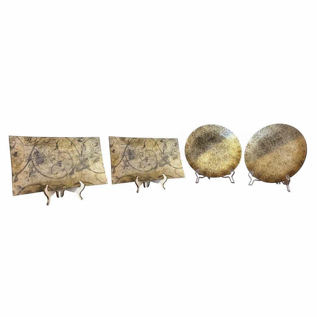 Photo 1 of (4)PCS GOLD DECORATIVE PLATES D13”