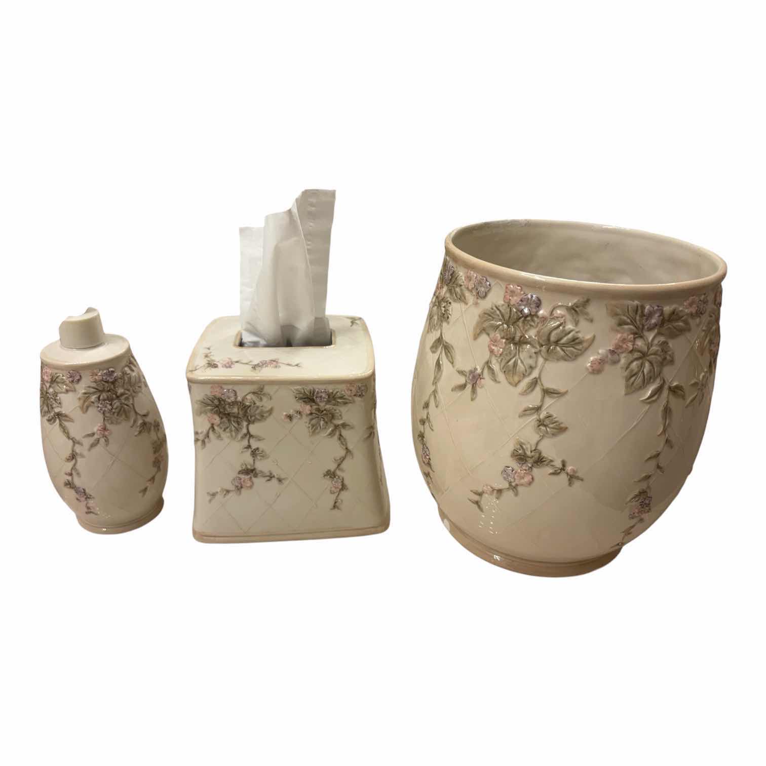 Photo 1 of (5)PCS FLORAL CERAMIC BATHROOM SET H10”