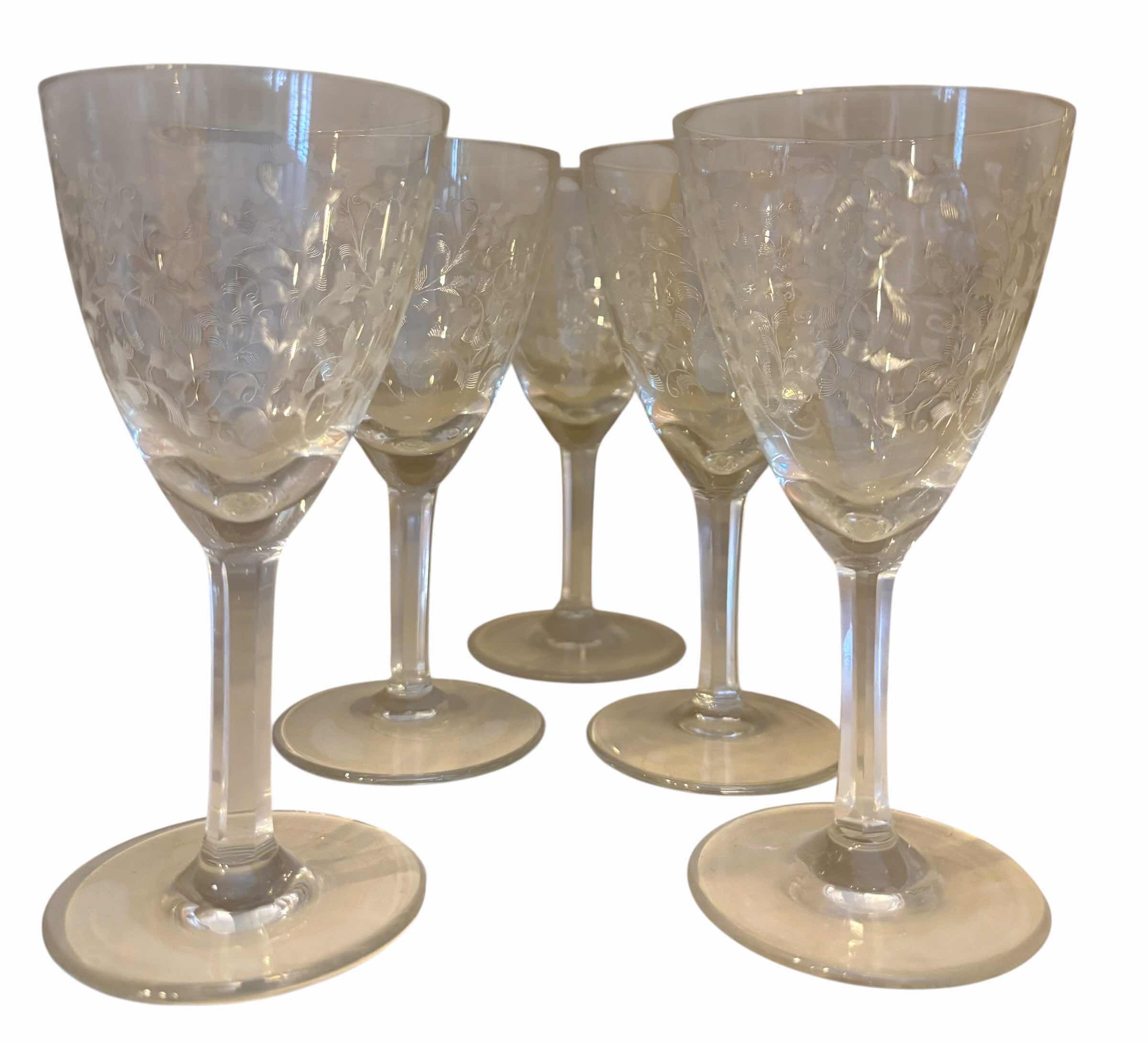 Photo 1 of VINTAGE CRYSTAL WINE GLASSES (5) $60