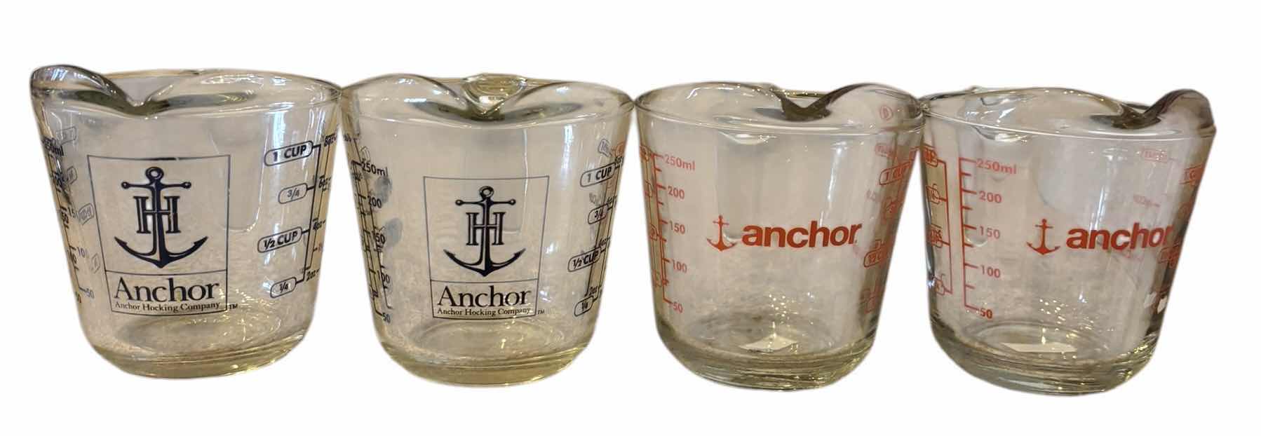 Photo 1 of VINTAGE ANCHOR HOCKING GLASS MEASURING CUPS (4)