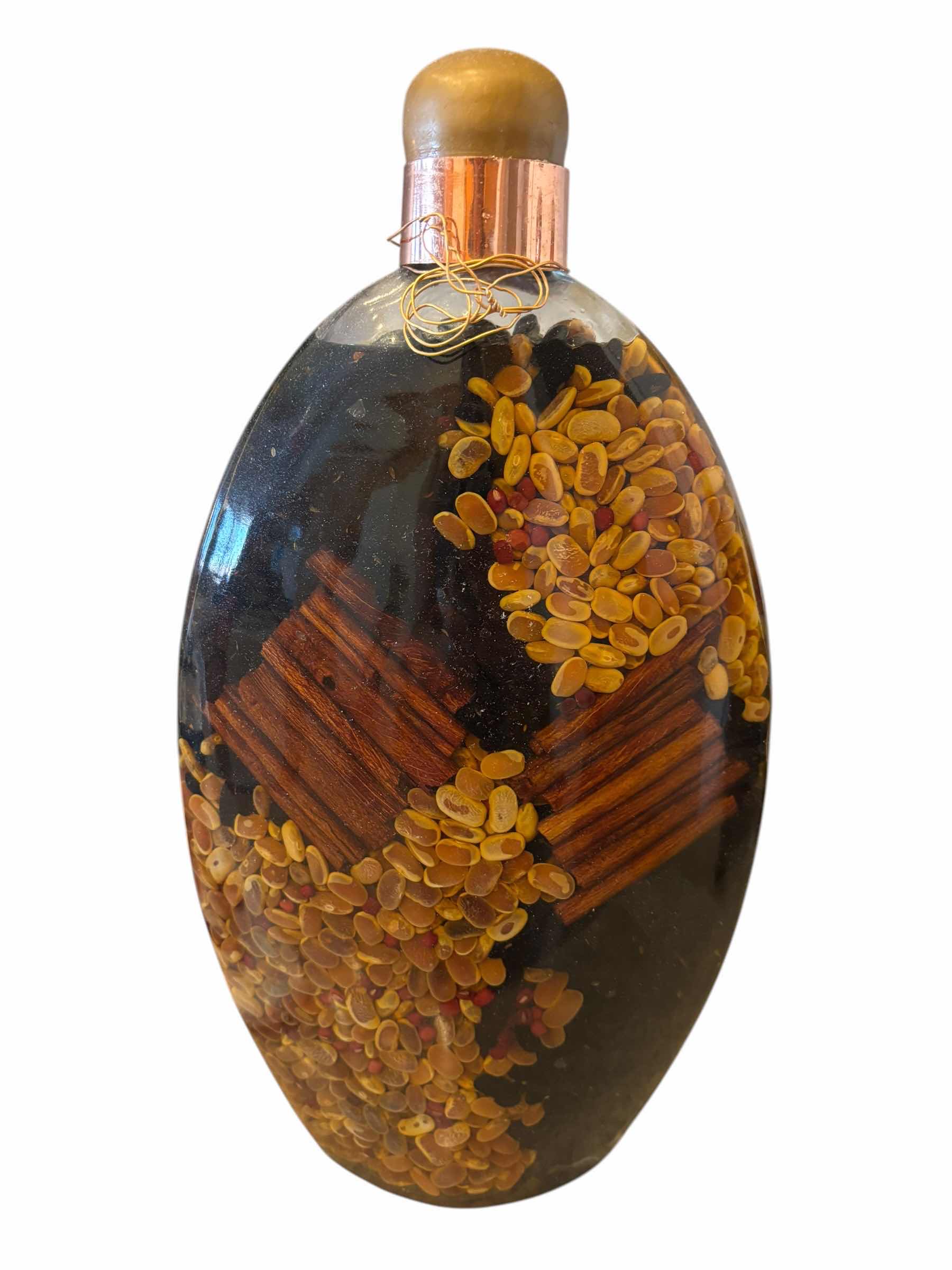 Photo 1 of DECORATIVE GLASS BOTTLES FILLED WITH HERBS, SPICES & OTHER BOTANICALS (4) H14” $120