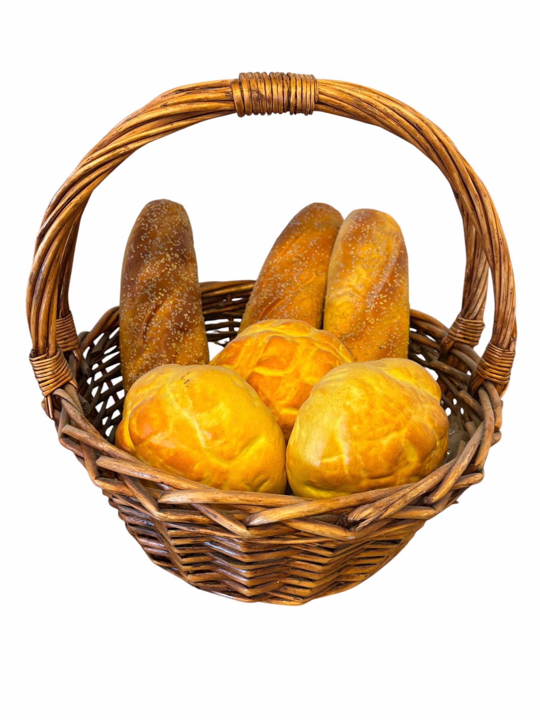 Photo 1 of ARTIFICIAL BREAD DECORATIONS IN BASKET AND CERAMIC BOWL