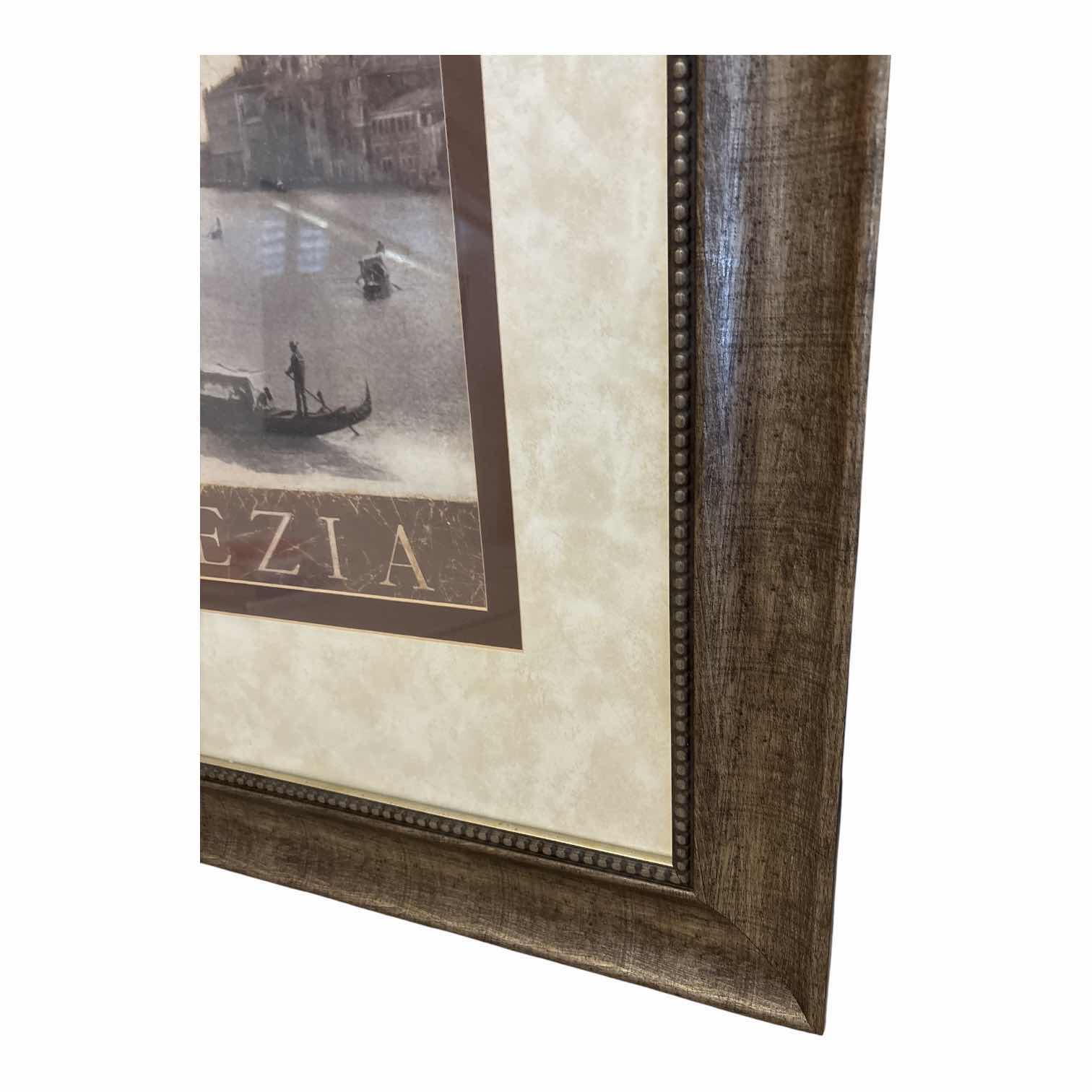 Photo 1 of VINTAGE FRAMED  “DESTINATION VENICE VENEZIA" ART PRINT IN BRONZE FRAME 27”X33.5”