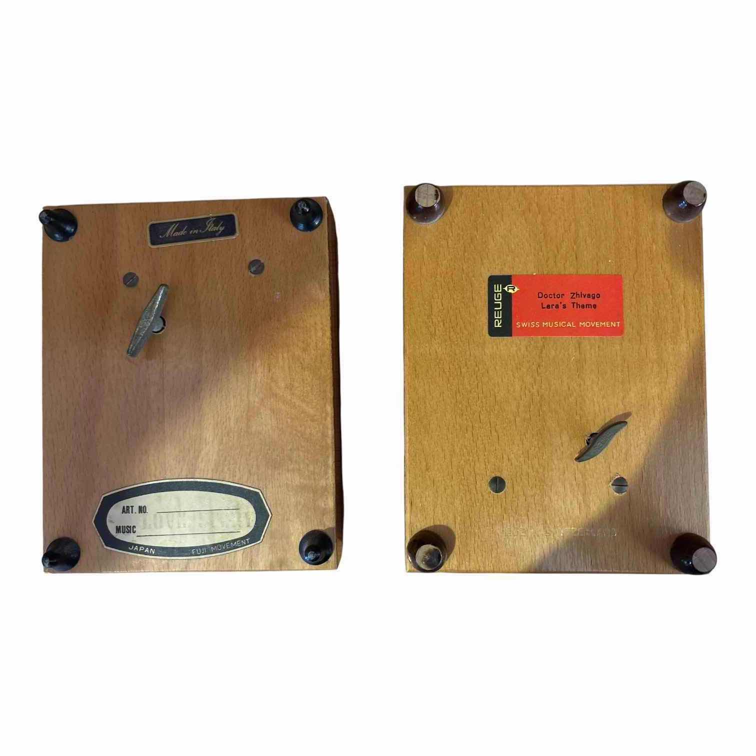 Photo 1 of (2)PCS VINTAGE MUSICAL JEWELRY BOX MADE IN SWITZERLAND AND ITALY 4.5”X5.75”H2”