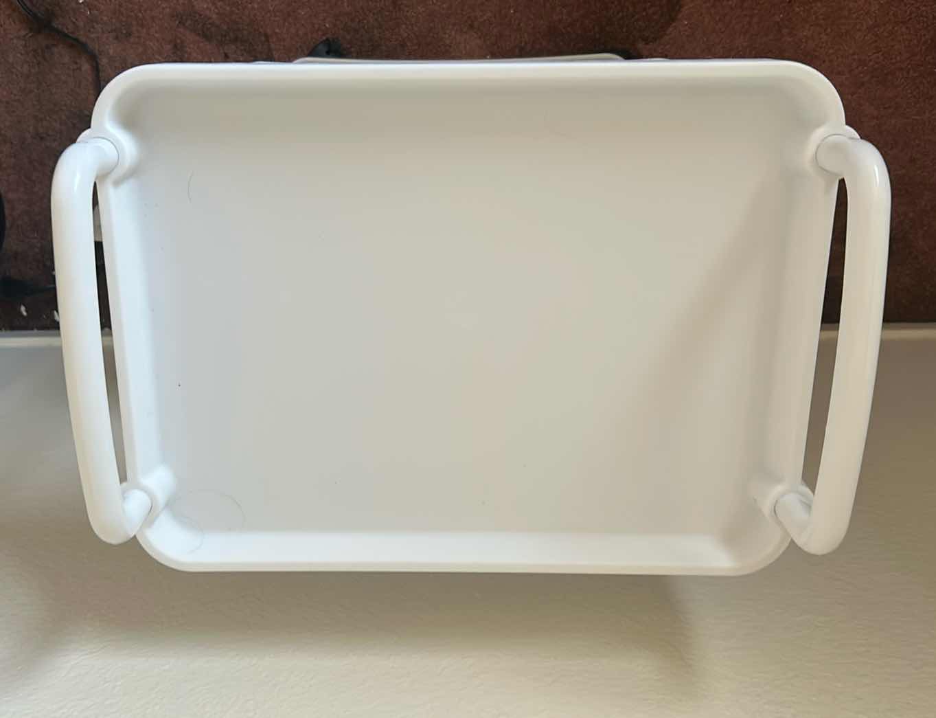 Photo 1 of 3 TIER WHITE PLASTIC UTILITY CART W WHEELS & HANDLES H 29"