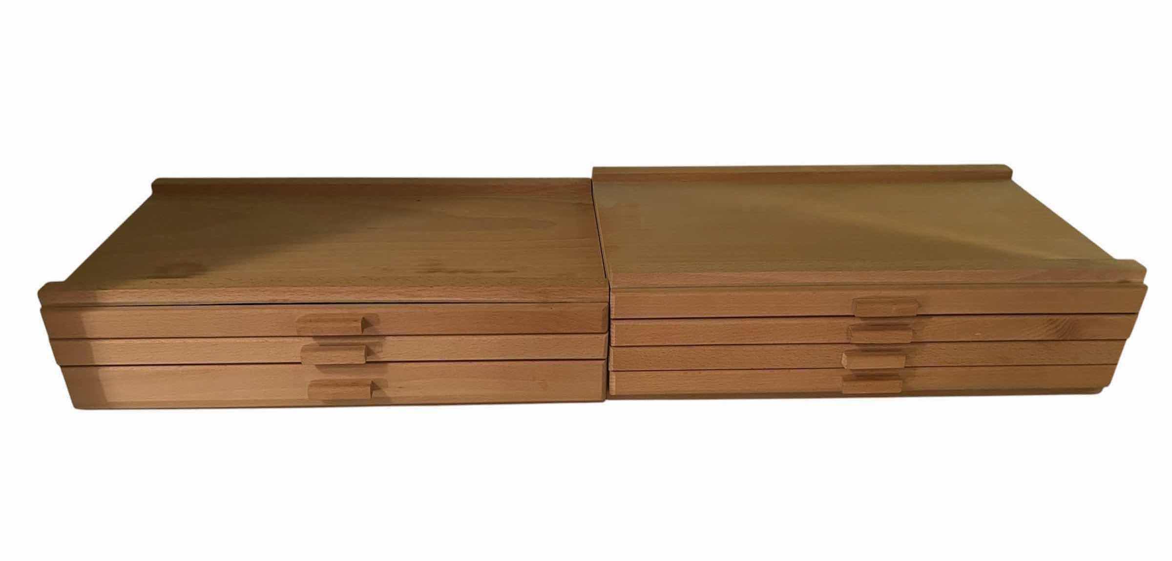 Photo 1 of 2- NATURAL WOOD ARTIST STORAGE CHEST W 3 & 4 DRAWERS