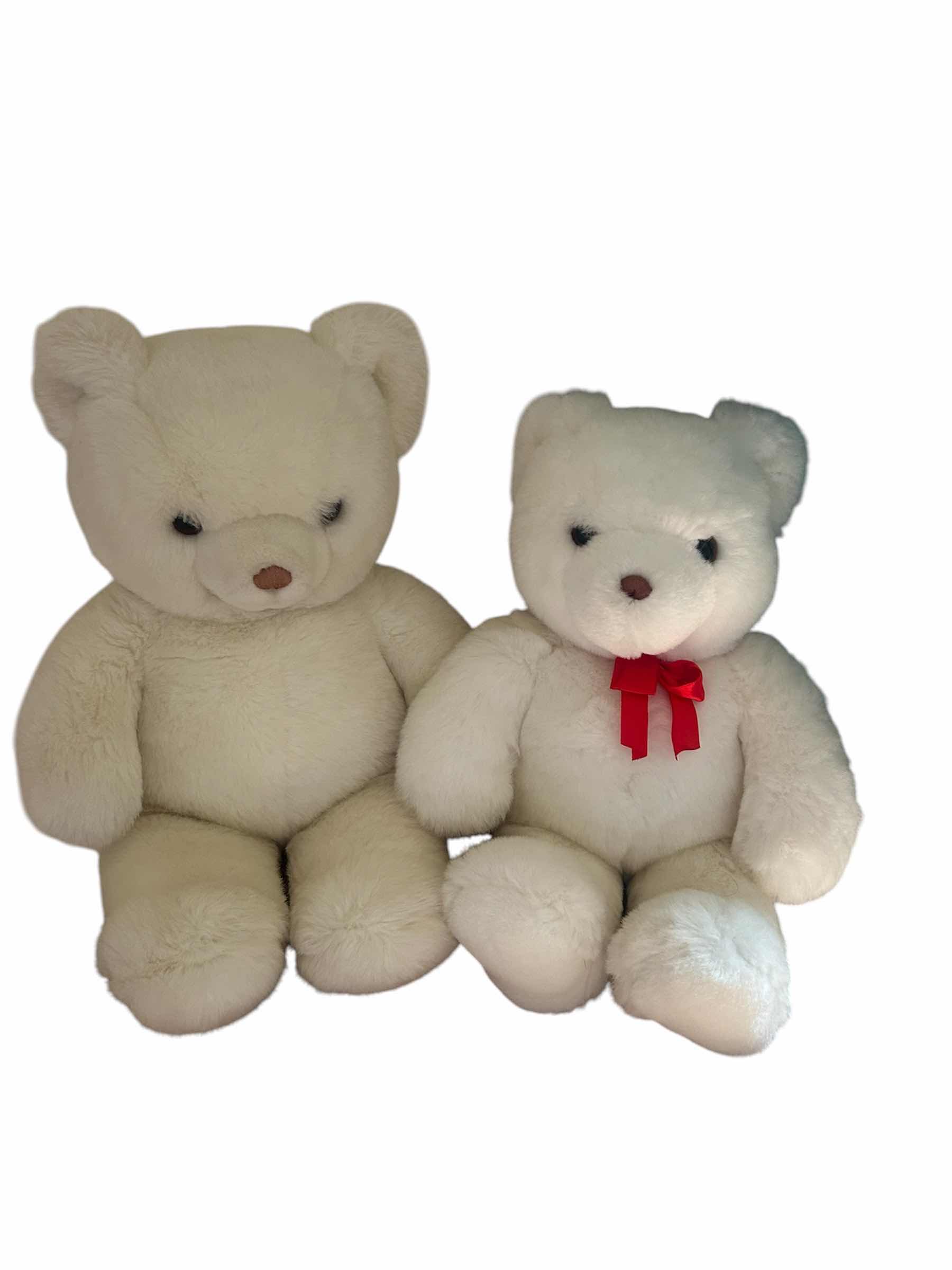 Photo 1 of 2- WHITE PLUSH TEDDY BEARS
H -17"
